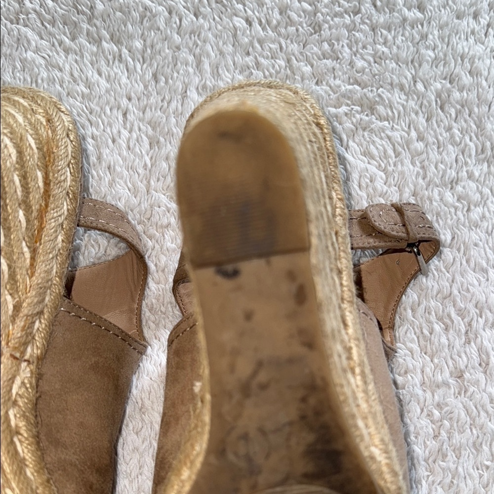 👡 Women’s Merona Peep Toe Espadrille Wedges – Taupe, Size 10 - Picture 9 of 13